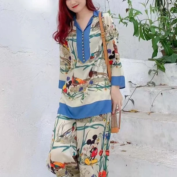 99新 GUCCI/古驰 42码 米奇蚕丝 中袖 上衣