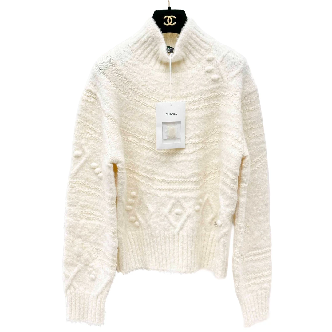 99新 Chanel/香奈儿 36码 23N滑雪系列白色毛衣