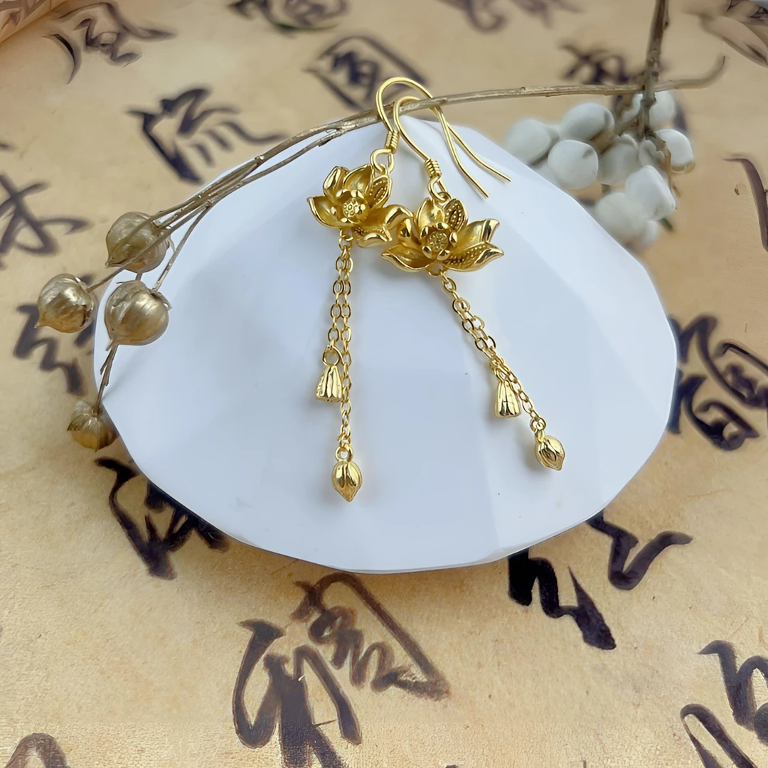 足银耳饰 两世欢耳坠气质百搭时尚复古国风精美长款手工古风耳饰