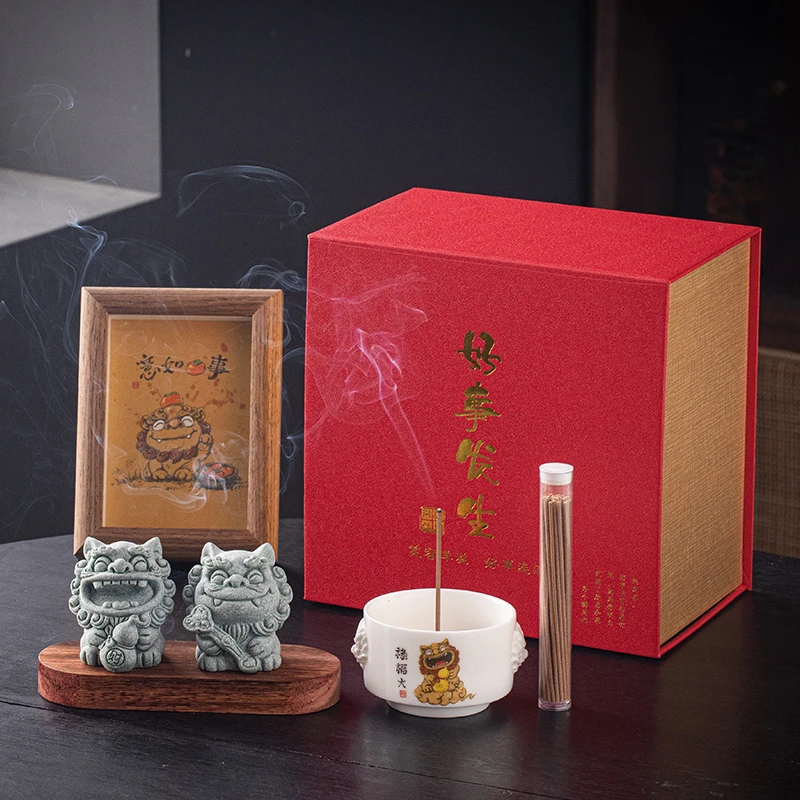 新中式福禄如意风师爷茶宠摆件线香插香托香薰炉客厅桌面装饰礼品