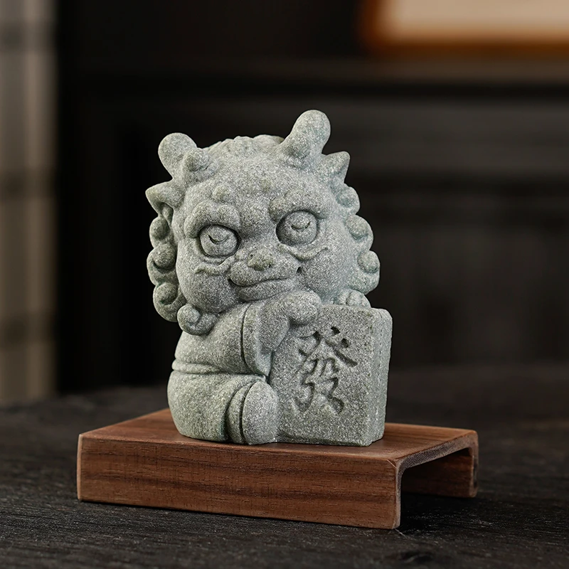 创意发财中字瑞兽祥龙茶宠茶玩摆件国潮生肖龙财子鱼缸造景装饰品