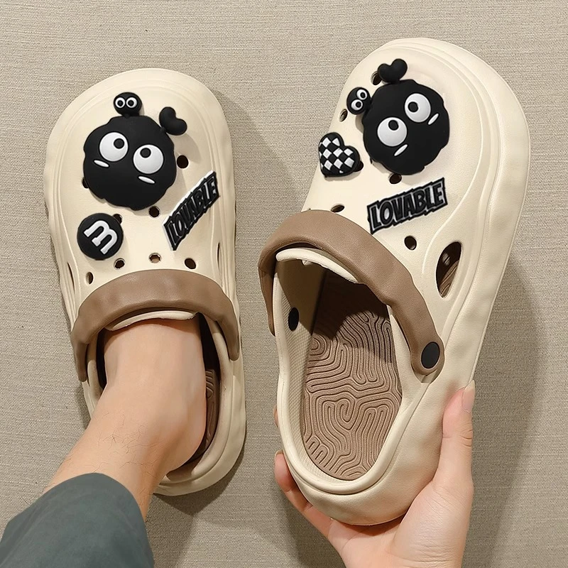 可拆卸洞洞鞋男款夏季外穿2023新款厚底防滑沙滩包头踩屎感凉鞋男