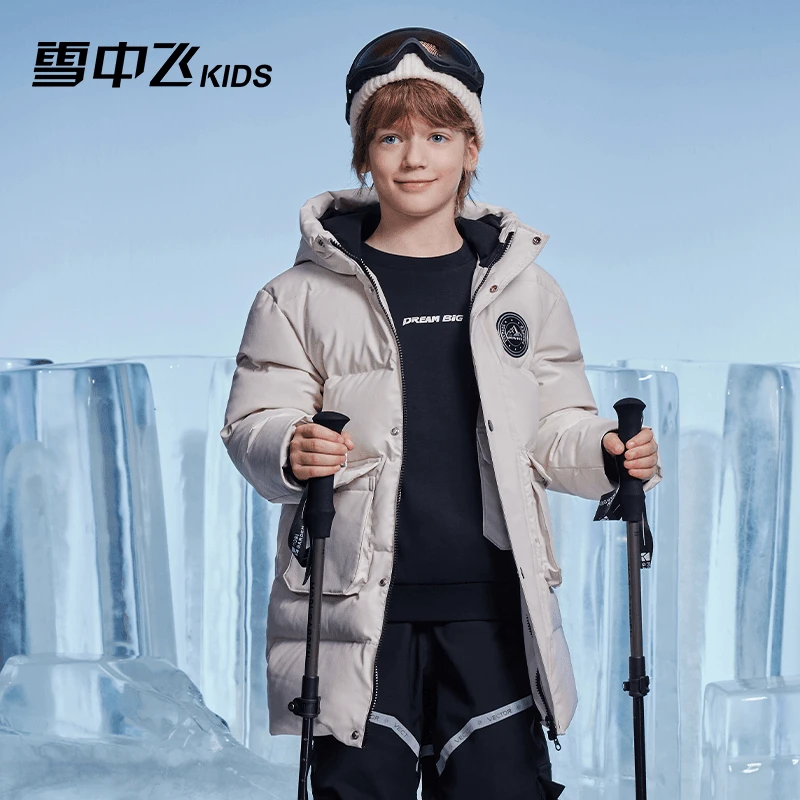 雪中飞极寒系列2024新款中长款连帽羽绒服休闲加厚X40144010FXT