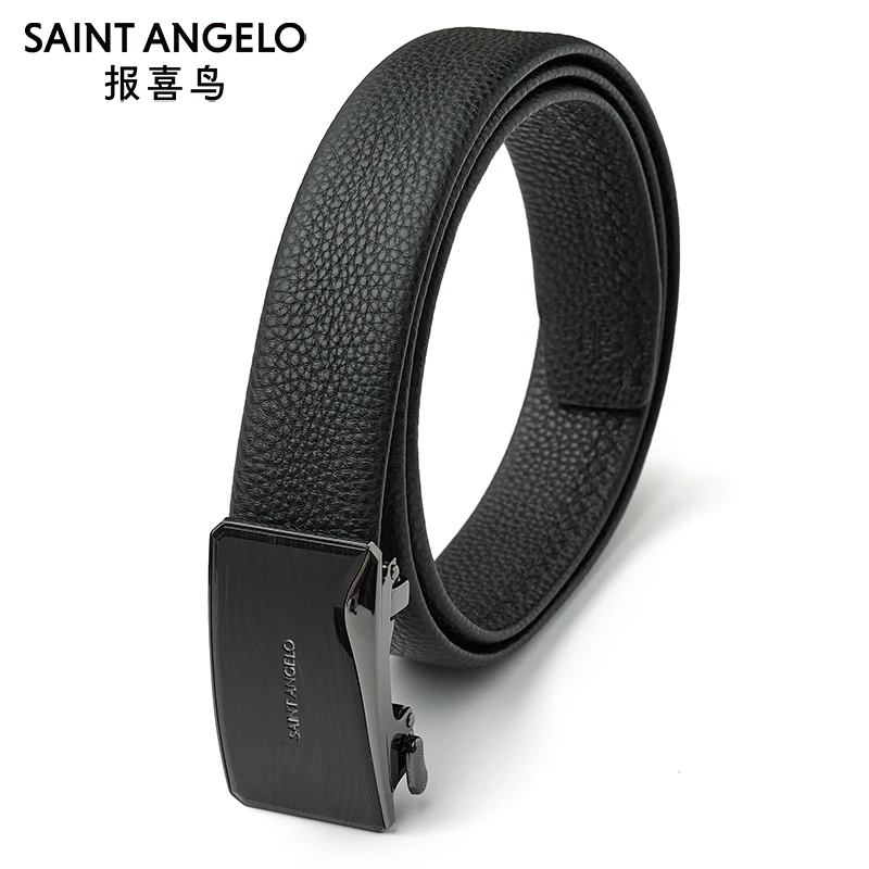 报喜鸟头层牛皮自动扣荔枝纹男士皮带真皮商务裤腰带