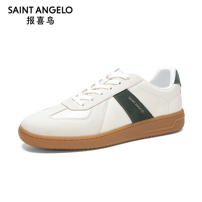 报喜鸟男鞋春季新款流行复古德训鞋青春百搭反绒男士小白休闲板鞋