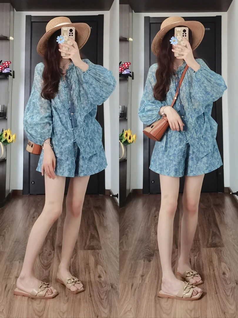 2025今年流行碎花衬衫女春夏设计感小众上衣宽松洋气独特别致套装