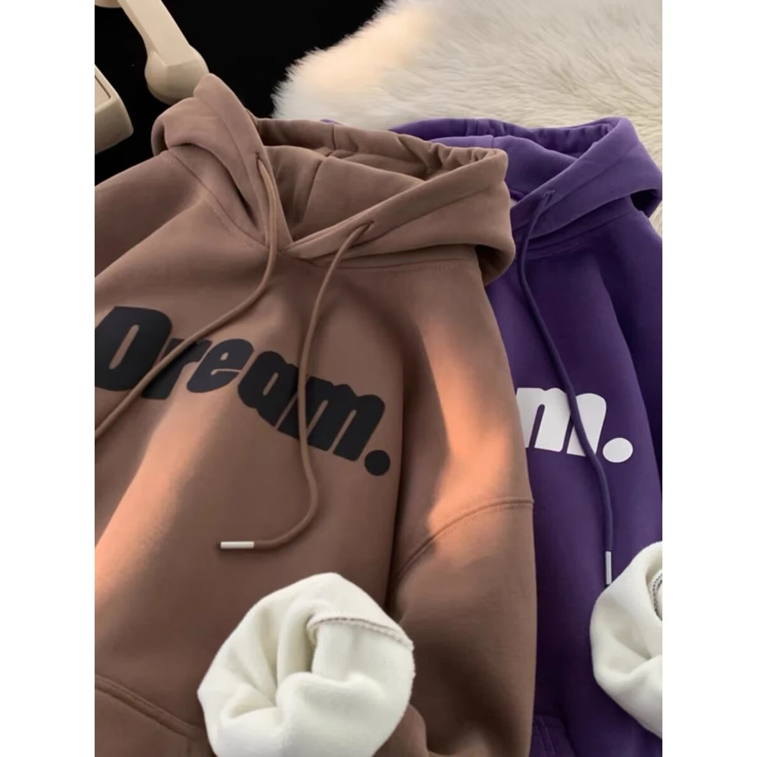 男连帽春秋季ins华棉卫衣宽松潮牌字母印花百搭外套2024年新款