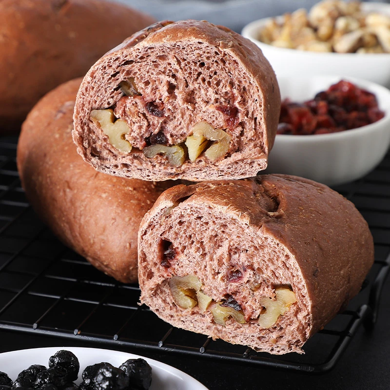 全麦核桃蓝莓桑葚硬欧面包粗粮早餐饱腹坚果欧包黑巧学生早餐代餐