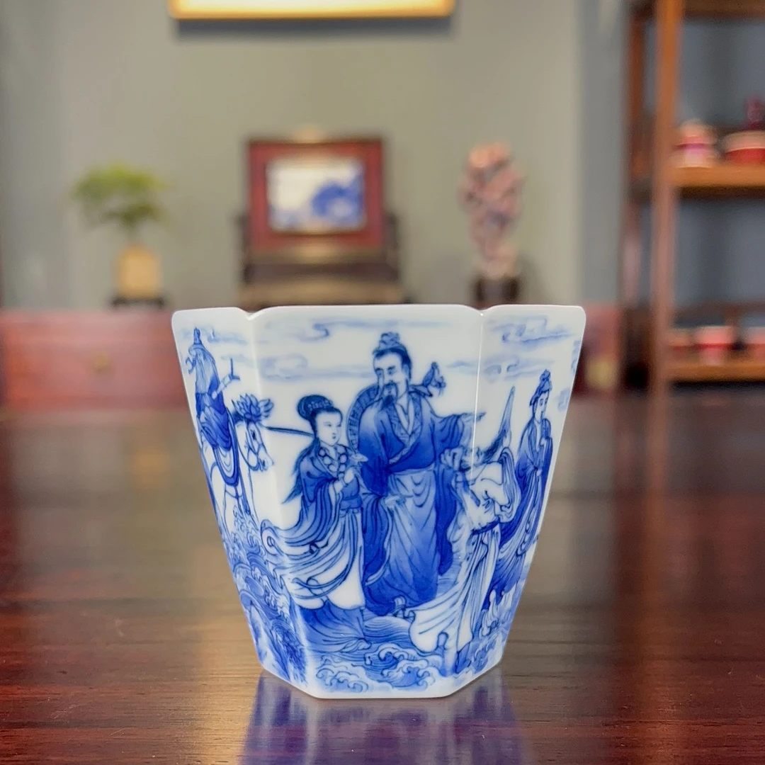 朗谷窑八仙过海六方杯景德镇陶瓷