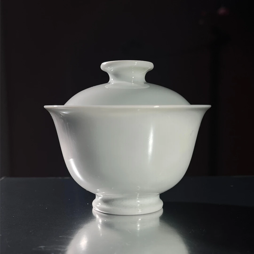 刘建锋窑白胎三才盖碗景德镇三才盖碗