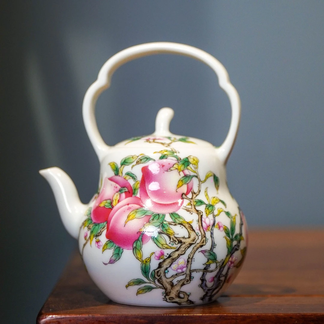 溢珍堂·五桃珐琅彩提梁壶