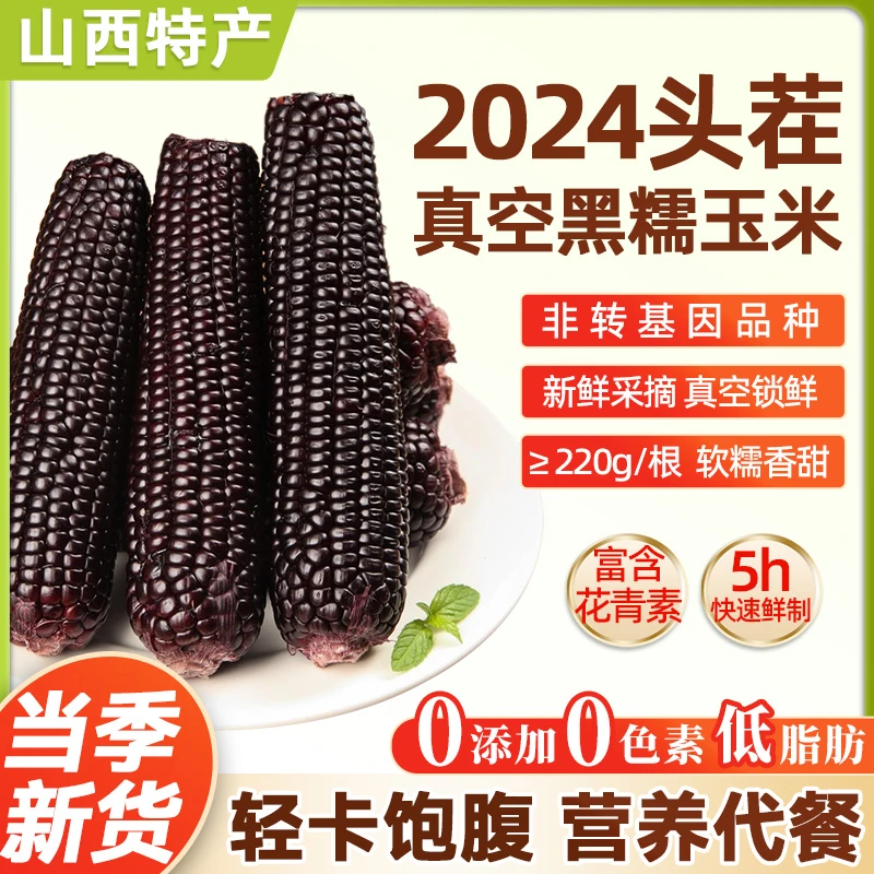 2024年新鲜玉米220g*10支装山西黑玉米新鲜甜糯黑糯玉米真空装