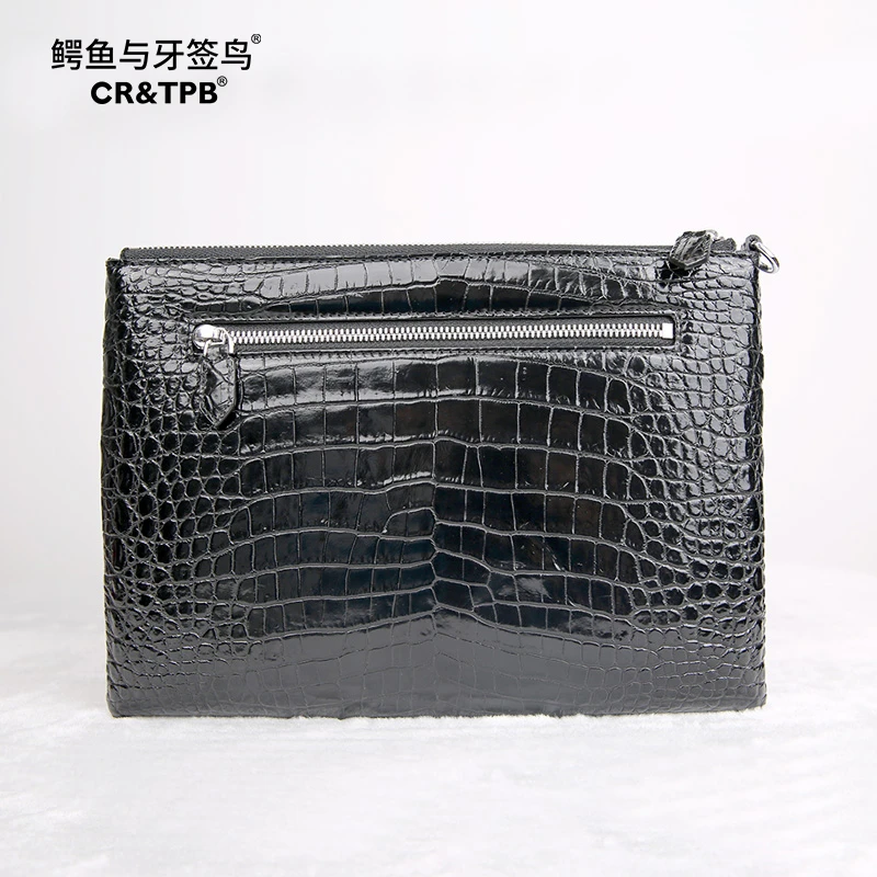 鳄鱼与牙签鸟鳄鱼真皮信封包肚皮腋下包时尚拉链经典款 2024B-1