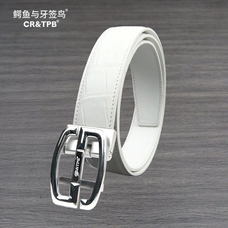 鳄鱼与牙签鸟高尔夫运动尼罗鳄真皮自动扣无拼接肚皮腰带PD18-104