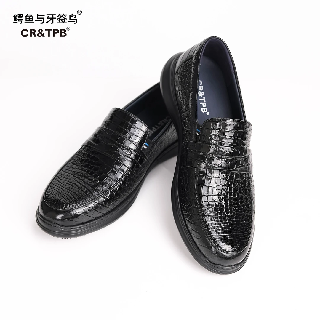 一脚蹬男鞋乐福鞋休闲轻底鳄鱼真皮鳄鱼皮潮款真皮男鞋 310A