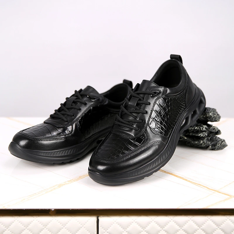 鳄鱼与牙签鸟鳄鱼真皮肚皮休闲皮鞋 EZ24240205A