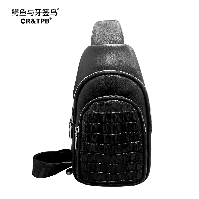 鳄鱼真皮背骨胸包男士单肩斜跨包胸包XBBG-109