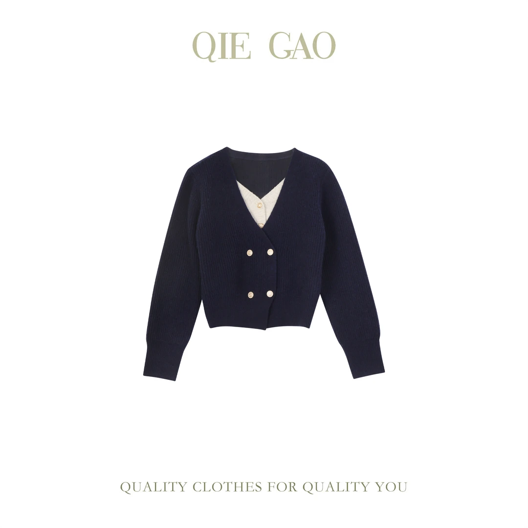 切糕自制【月牙信稿】小个子秋冬上衣女设计感气质新款毛衣