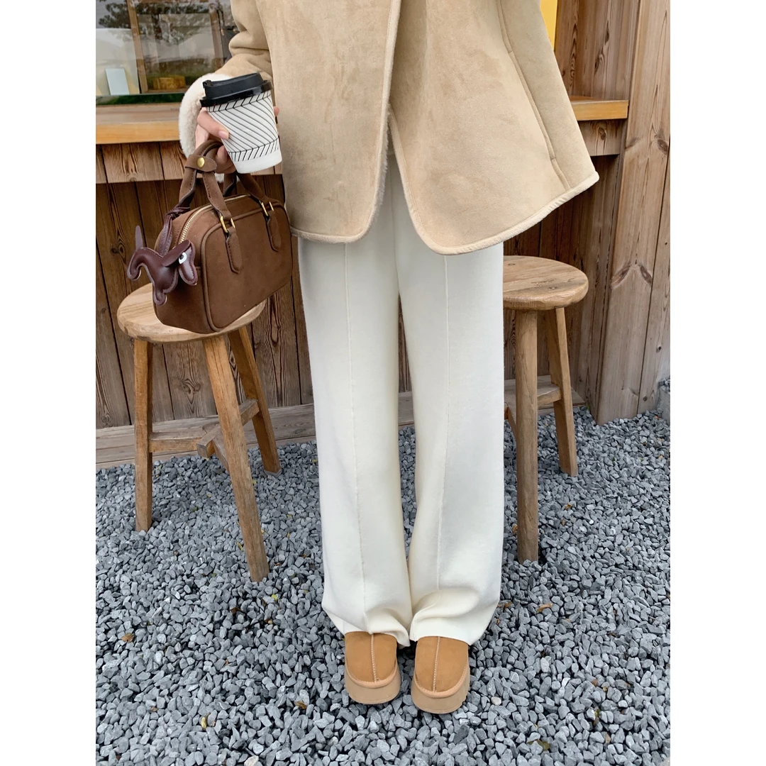 切糕自制【温暖沦陷】小个子休闲宽松加绒复古直筒休闲裤