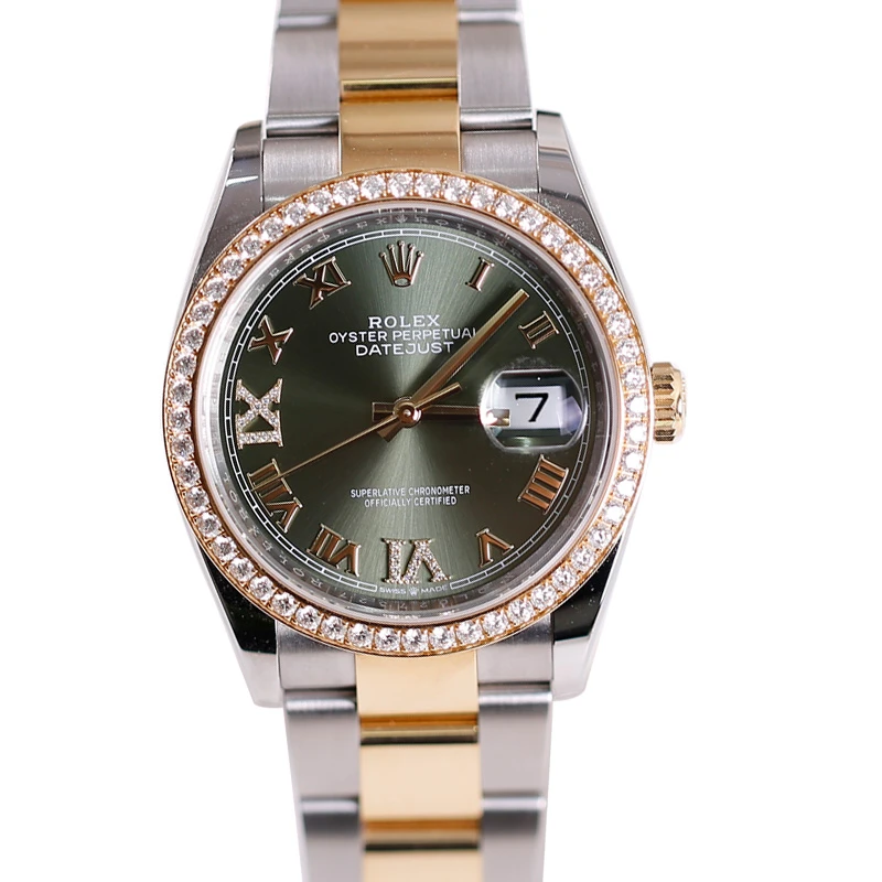 99新 Rolex/劳力士 日志126283绿萝间金原钻24年全套36mm表径