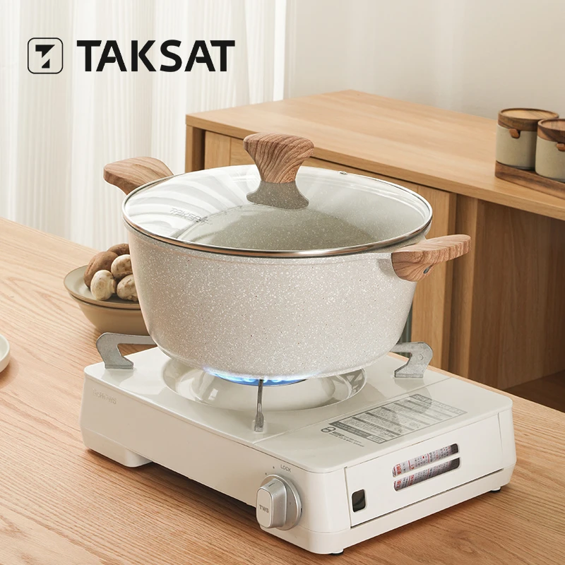 【达人专属】TAKSAT不粘锅汤锅家用火锅炖蒸煲汤炖鸡热汤加深容量