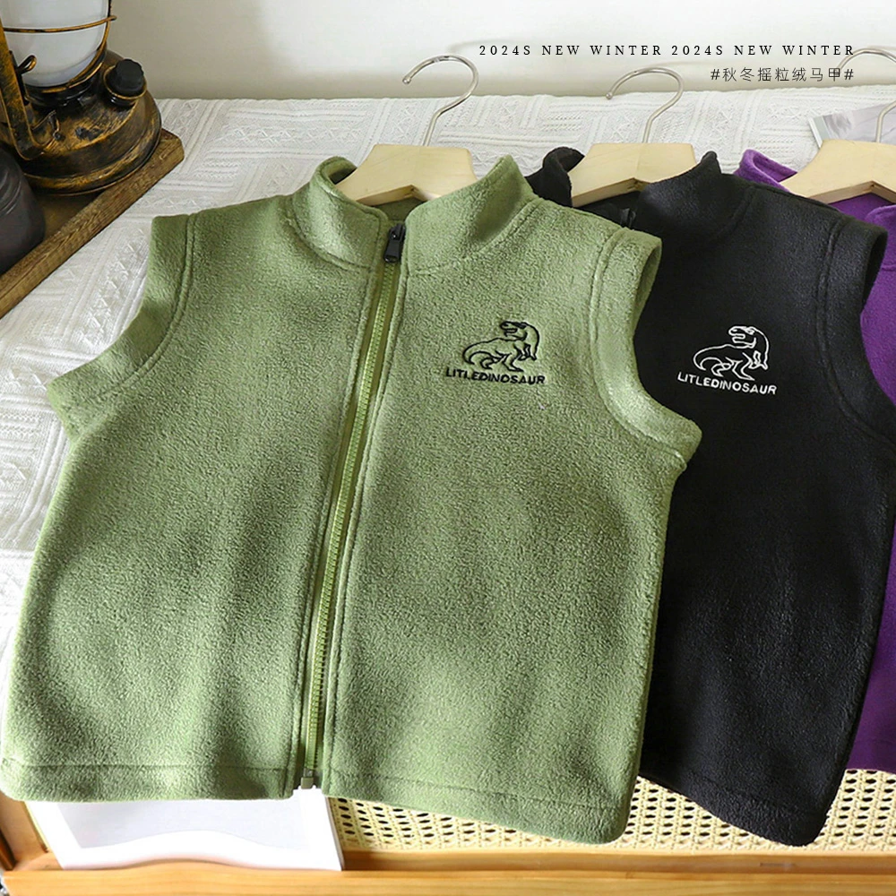 儿童摇粒绒马甲男童女童春秋外穿绒马甲