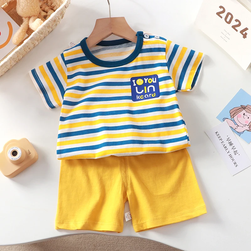 9儿童短袖套装纯棉夏季薄款女童夏装男童t恤宝宝婴儿衣服中小童装