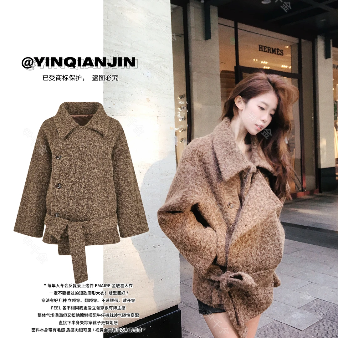 *尹千金*【定格巴黎】年度重磅lm同款姐姐下摆系带毛呢外套D240746