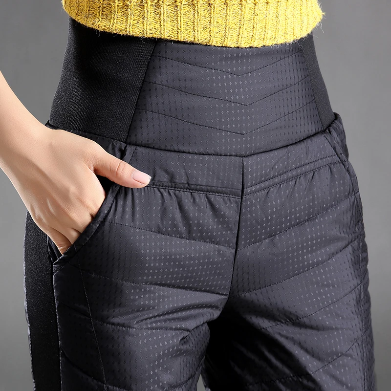 东北中老年人羽绒裤女外穿高腰鸭绒直筒加厚大码显瘦妈妈女士棉裤