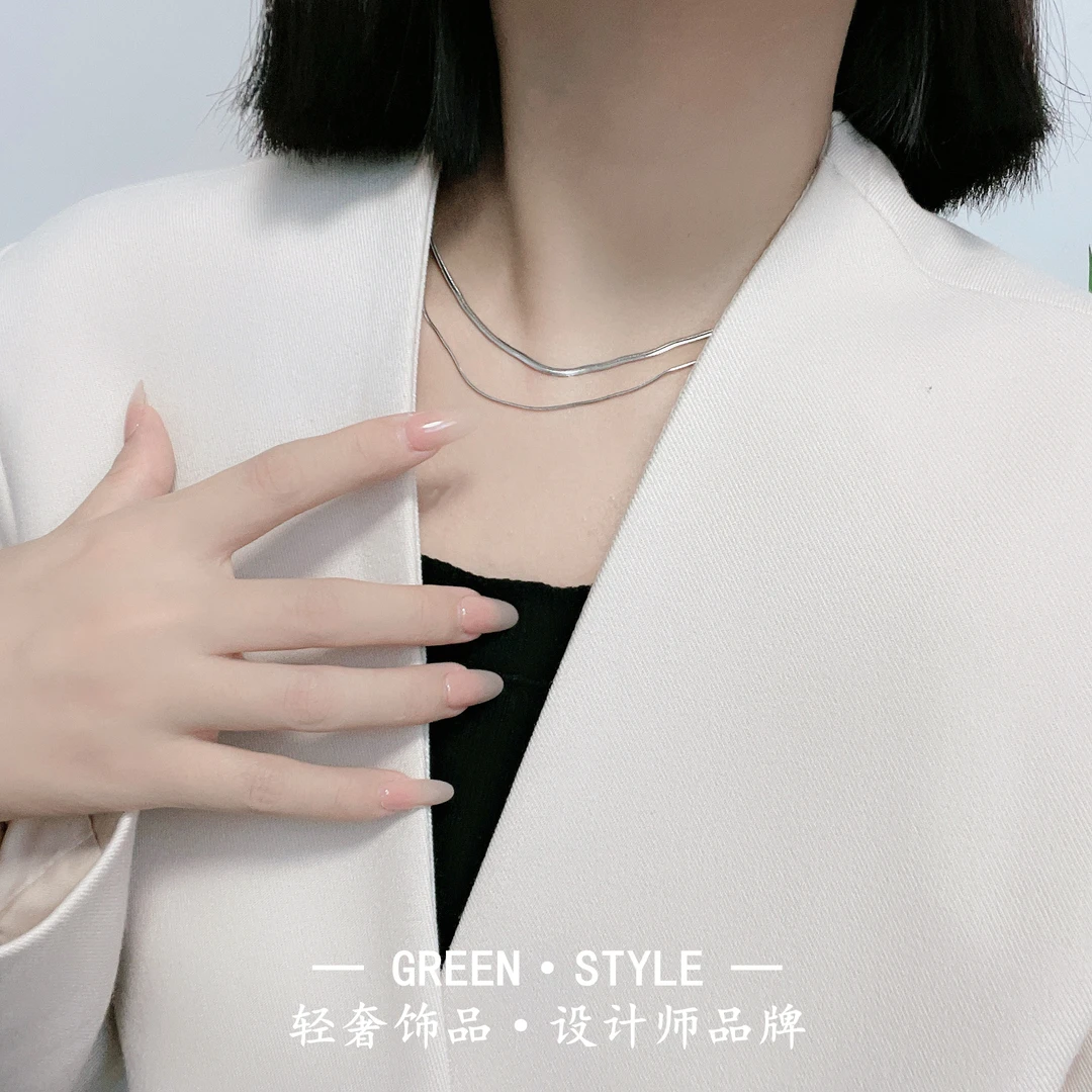 钛钢项链 【双层简约蛇骨链】时尚精致轻奢百搭叠戴简约项链-A66