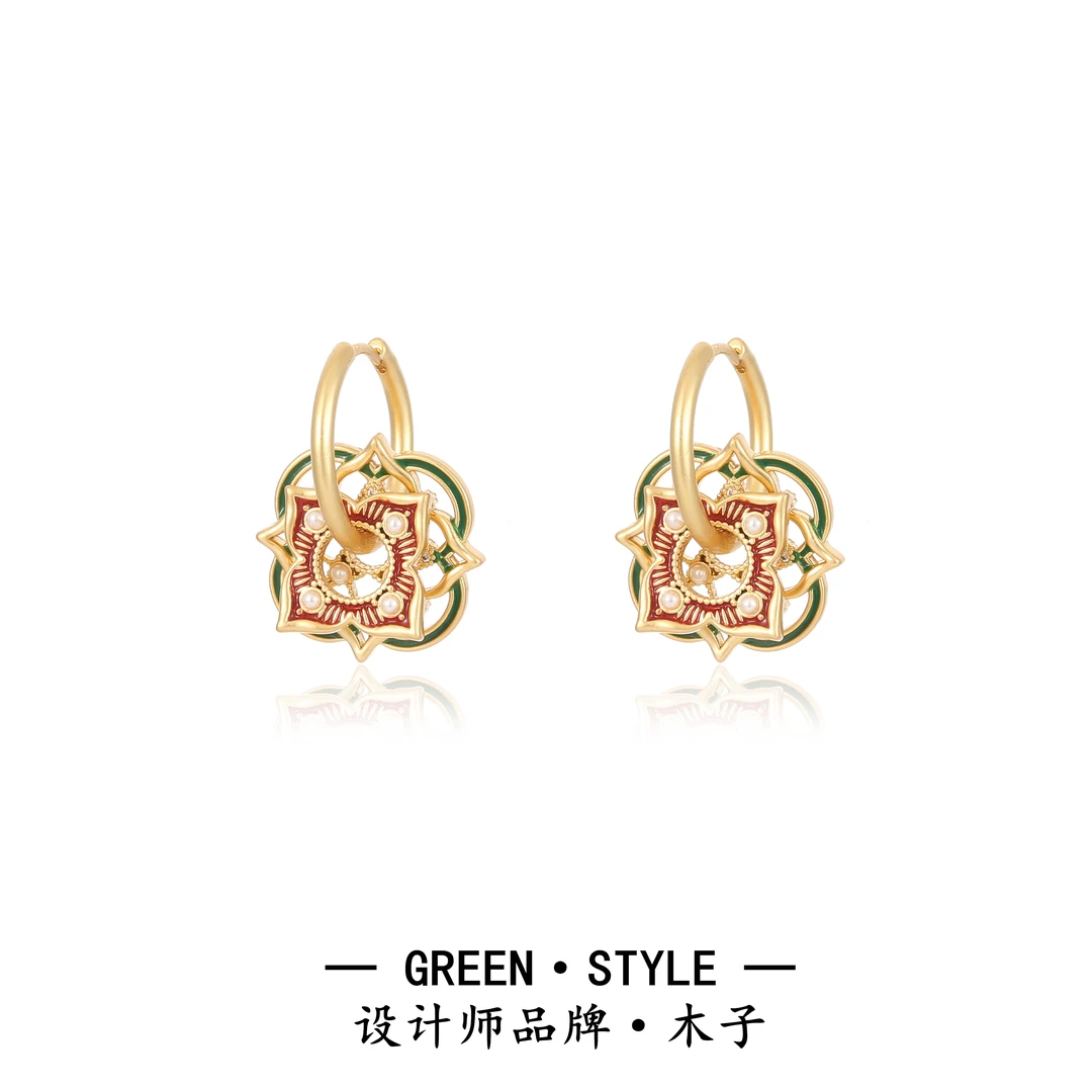 铜合金耳饰 【叶领】新中式国潮古风原创个性中国风优雅耳饰-B42