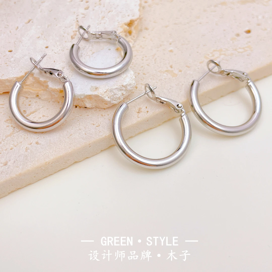 铜合金耳饰 【新款2/2.5/3厘米素圈】百搭爆款平替好物耳环-6050