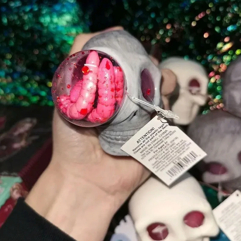 万圣节双十一大促整蛊搞怪骷髅头小玩具解压发泄tpr环保材质