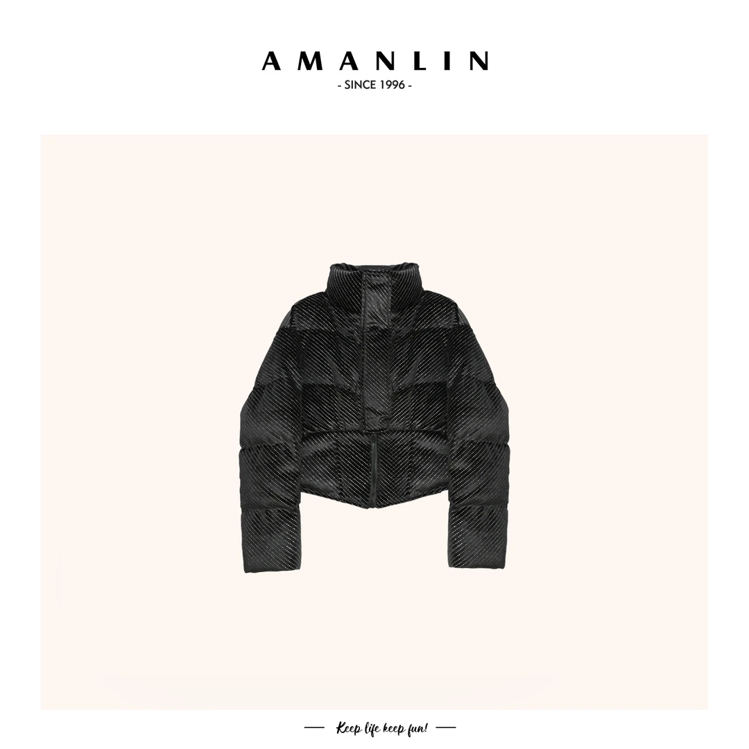 【AMANLIN】反季黑色短款羽绒服显瘦不臃肿气质洋气高档外套590633