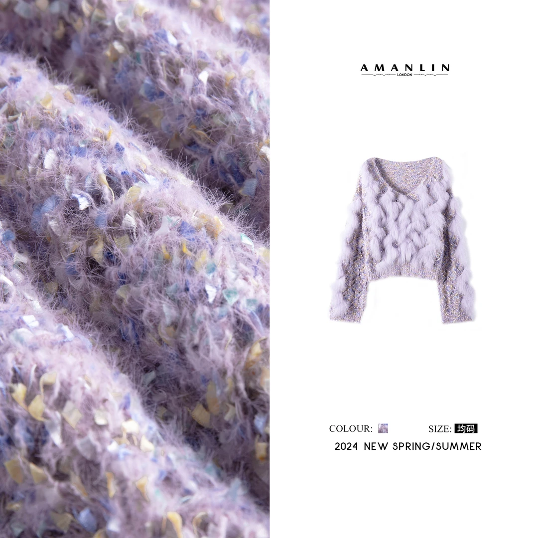 【AMANLIN】秋季新款设计感针织小众修身显瘦欧若风时尚上衣F593056