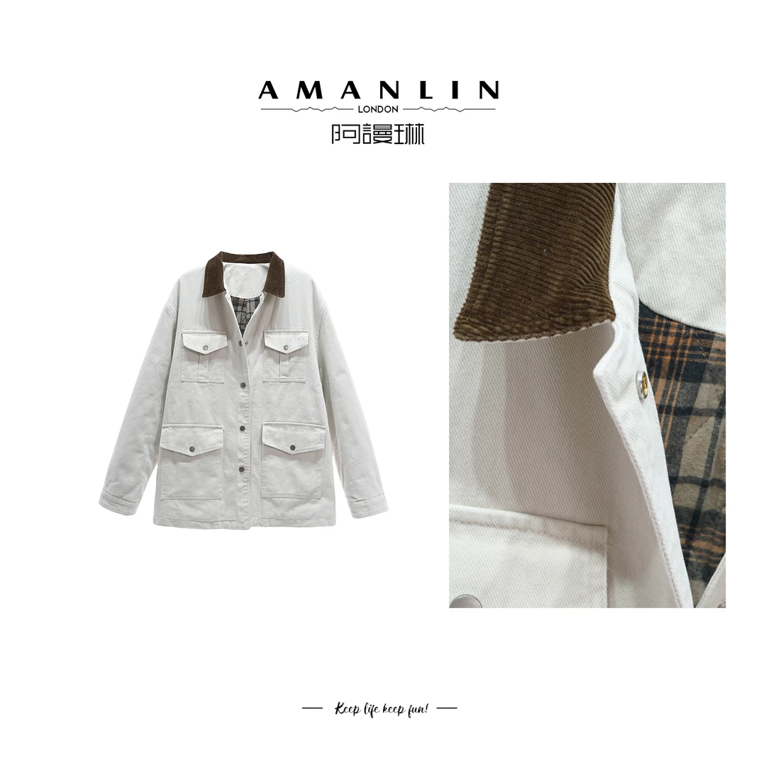 【AMANLIN】欧若风小众百搭气质牛仔外套显瘦ins风韩版时尚F593720