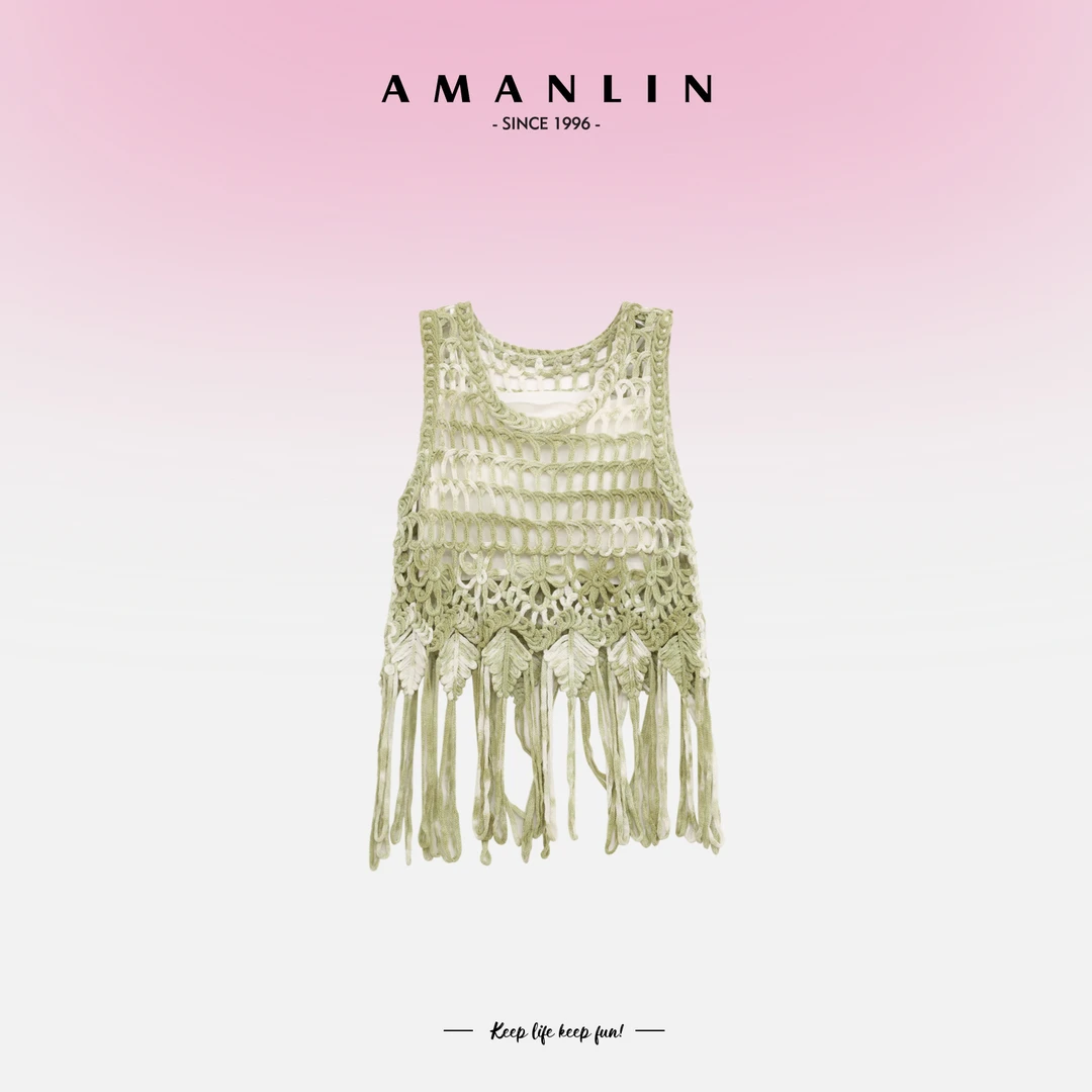 【AMANLIN】夏季欧若风小清新民族风毛织百搭显瘦套装上衣女F592006