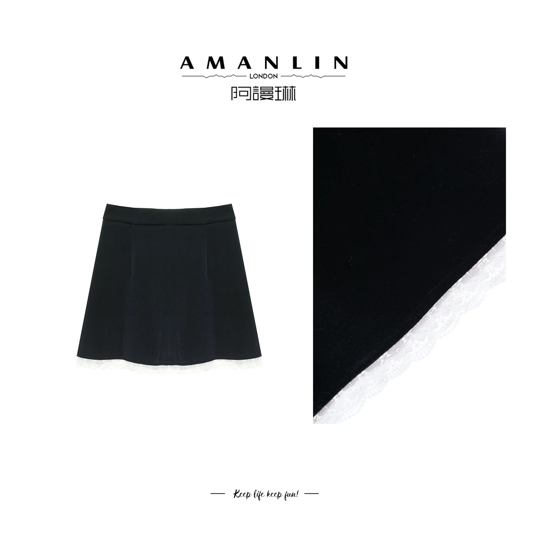 【AMANLIN】秋季新款时尚气质百搭高腰显瘦时尚半身裙辣妹风F593810
