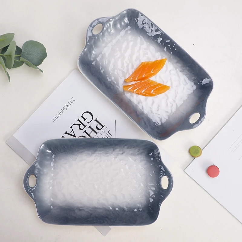 Arst/雅诚德水波不描金11.5英寸双耳烤盘鱼盘2个装【微瑕疵福利款】