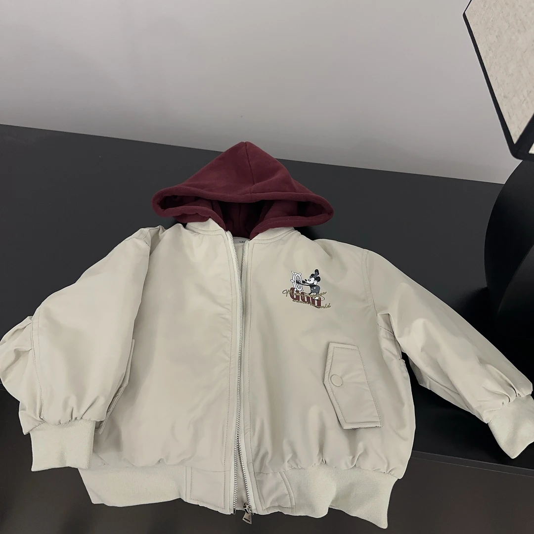 【两个小盆友】冬季新款男女童宽松韩版时尚帅气棒球服棉服外套6728