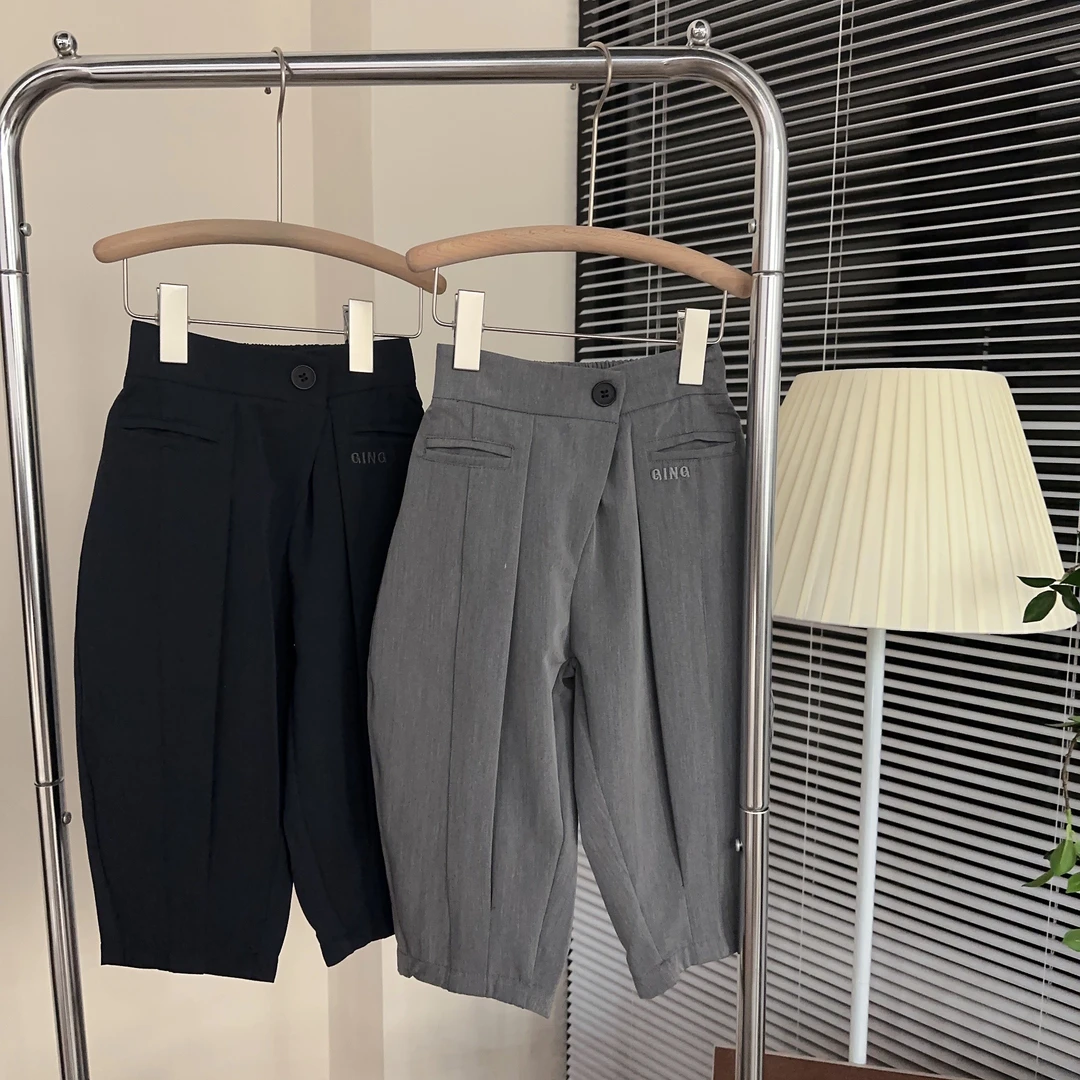 【小盆友现货】2024秋季儿童韩版宽松西裤纯色时尚个性休闲裤9080