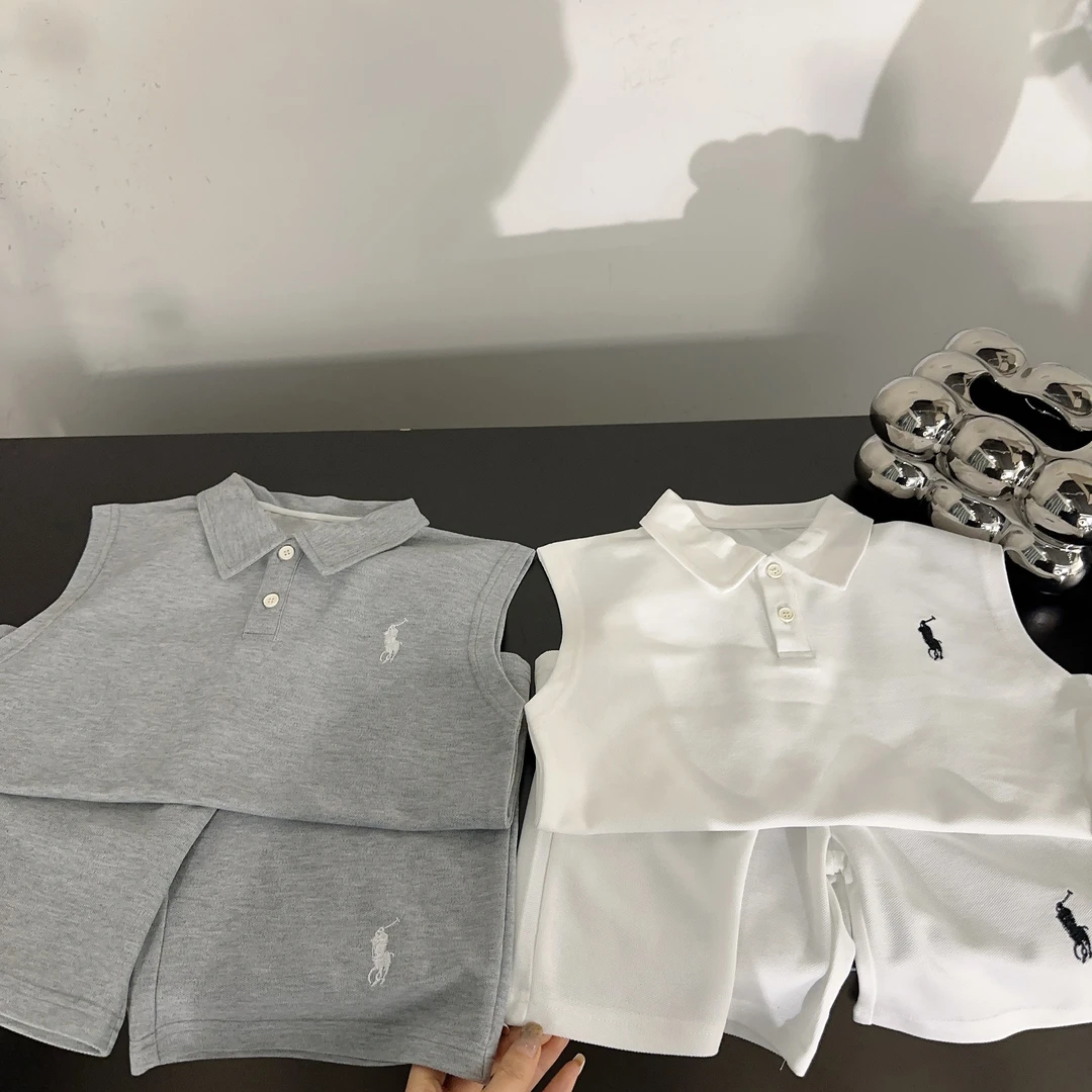 【两个小盆友】2024夏季儿童时尚套装韩版无袖polo短裤两件套6115