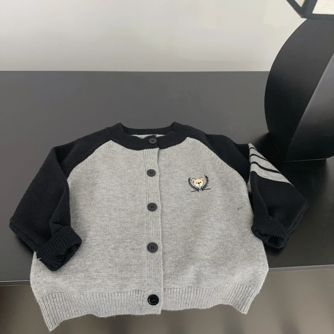 【小盆友现货】2024秋季儿童韩版宽松单排扣针织衫百搭毛衣开衫2544