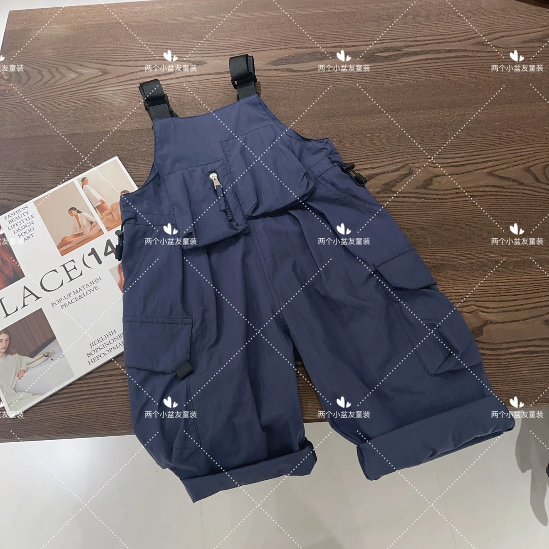 【两个小盆友】2025春季儿童时尚休闲百搭韩版宽松中童背带裤80698