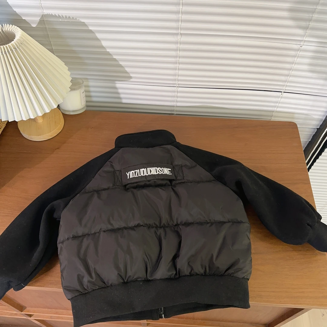 【两个小盆友】儿童冬季短款中小童宝宝拼接保暖轻羽绒服外套5515