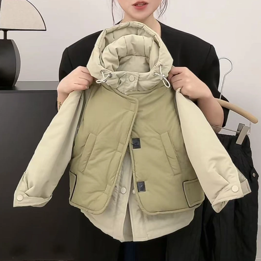 【两个小盆友】2024冬季儿童韩版休闲时尚洋气拼色棉服马甲套装5533