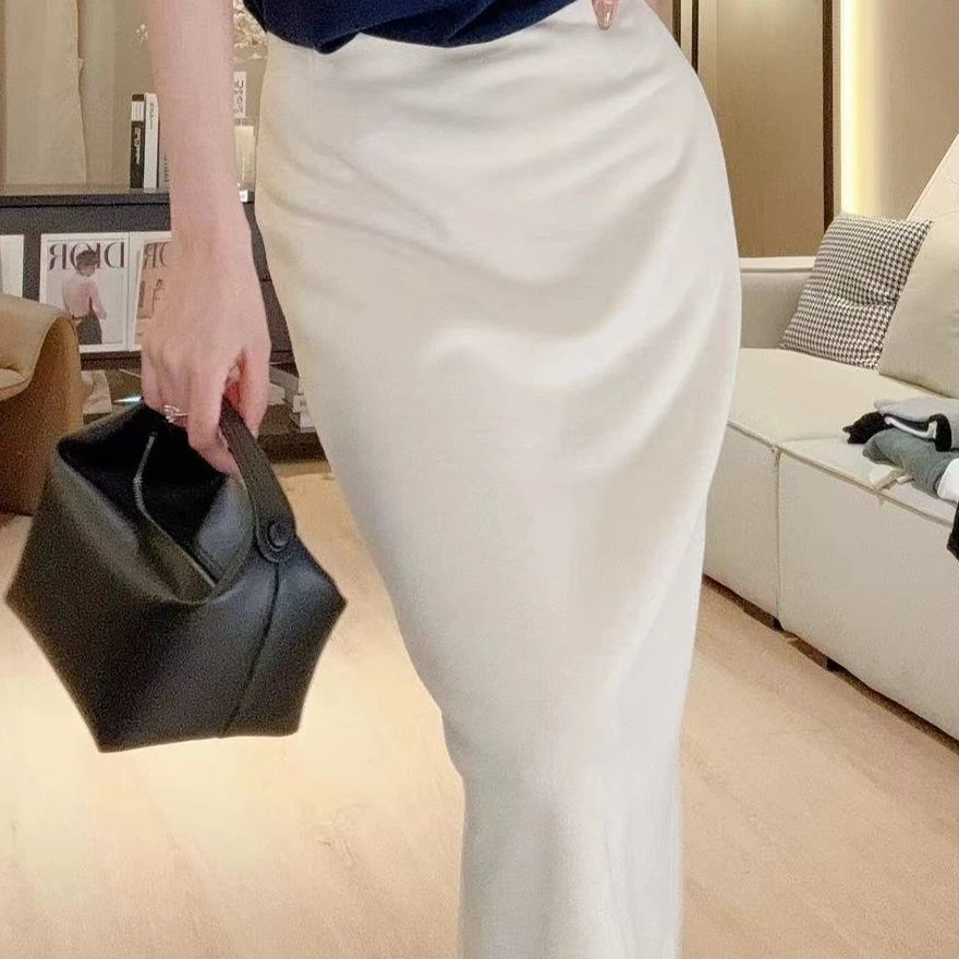 LAU+【暗夜魅影】醋酸羊毛尼显瘦半身裙纯色显瘦气质百搭轻奢简约