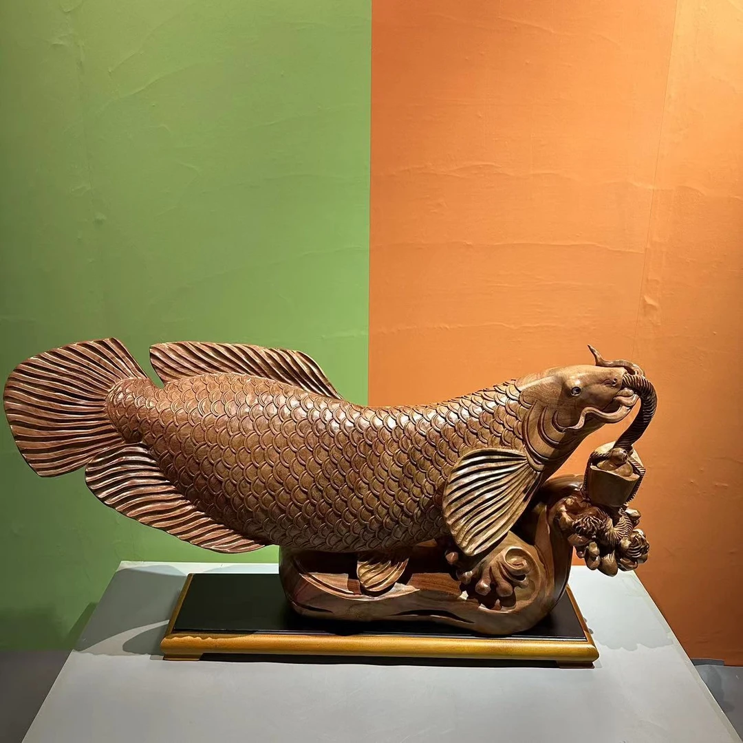 香樟木金龙鱼摆件
