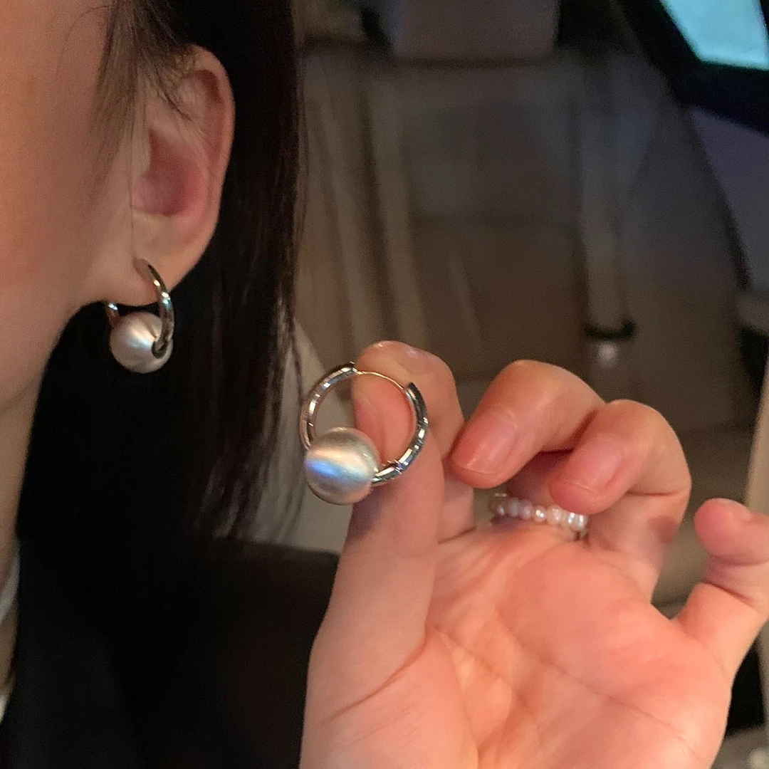 合金耳饰 拉丝设计高级感个性气质圈圈耳钉女耳环气质女百搭#2017