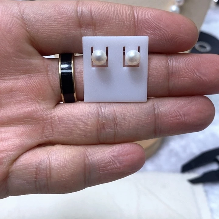 淡水珍珠耳饰银S925镶嵌耳钉